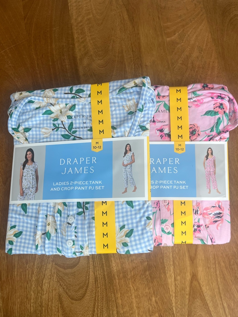 Draper James 2 Pajama Sets M 10-12 Floral Gingham Crop Pants NWT